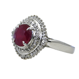 Platinum Treated Ruby & Diamond Ring