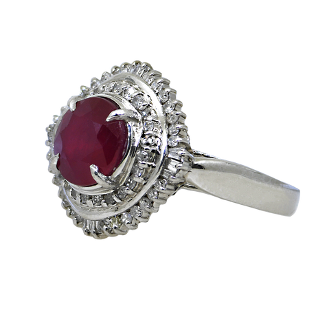 Platinum Treated Ruby & Diamond Ring