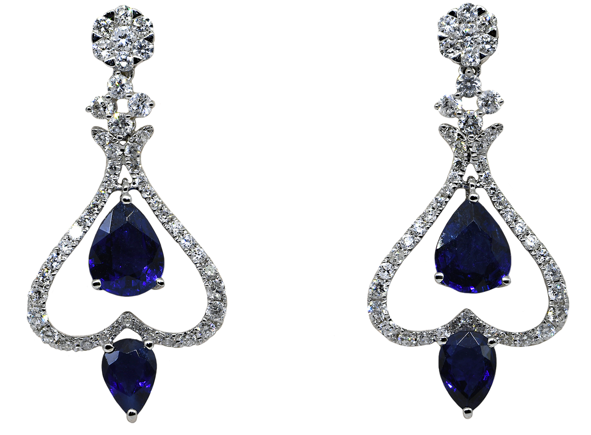 18K Sapphire & Diamond Earrings