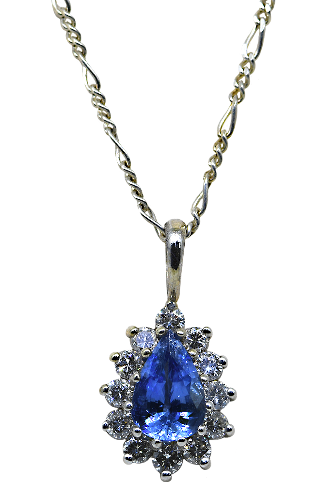 14KW Sapphire & Diamond Pendant