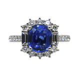 18KW Sapphire and Diamond Halo Ring
