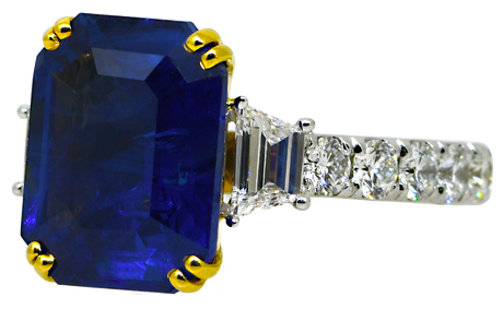 18KW Sri Lanka Sapphire and Diamond Ring