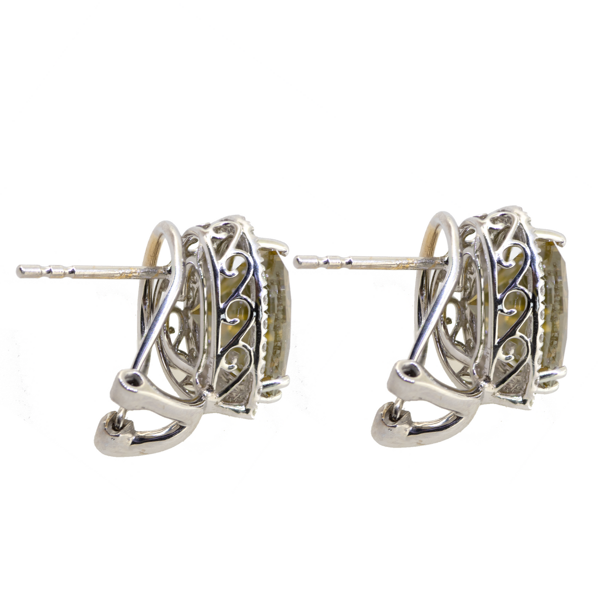 14KW Natural Greenish Brown Diamond Heart Earrings
