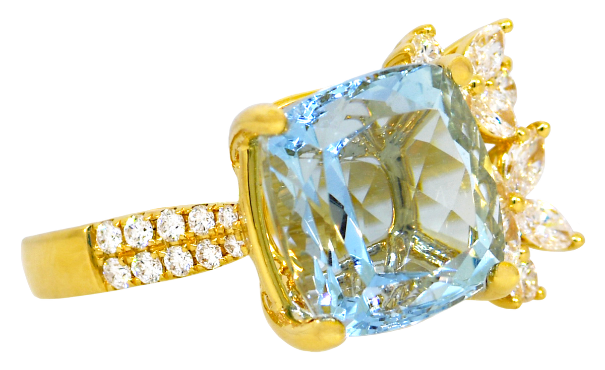 Aquamarine and Diamond Ring
