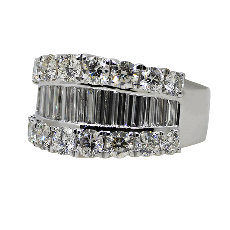 14KW RBC & Baguette Diamond Ring