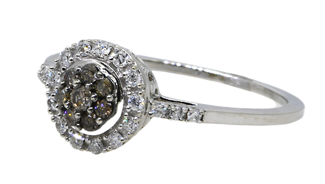 10KW White and Cognac Diamond Ring