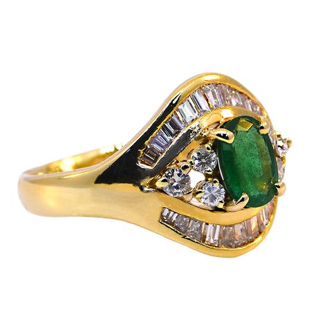 14KY Emerald & Diamond Ring
