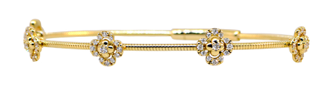 14KY Flexible Bangle with Diamond Flower Stations