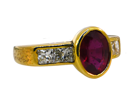 14K Yellow Gold Ruby and Diamond Ring