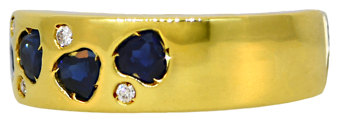 Sapphire Heart & Diamond Band