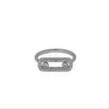 White Gold Fancy Diamond Ring With 2 Sliding Diamonds