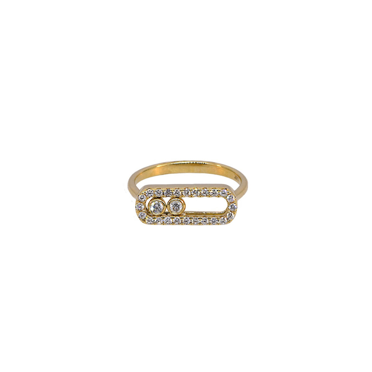 Yellow Gold Fancy Diamond Ring With 2 Sliding Diamonds