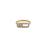 Yellow Gold Fancy Diamond Ring With 2 Sliding Diamonds