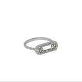White Gold Fancy Diamond Ring With 2 Sliding Diamonds