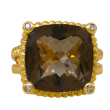 14KY Smoky Quartz Diamond Ring