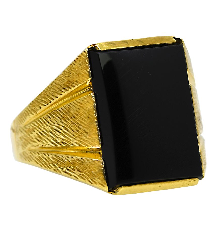 14KY Men's Black Onyx Ring