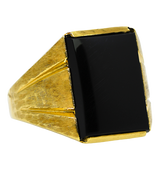 14KY Men's Black Onyx Ring