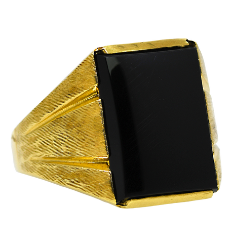 14KY Men's Black Onyx Ring