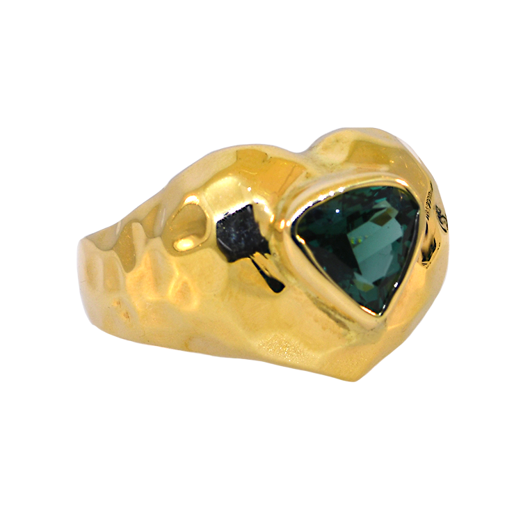 14KY Fancy Ring with Blue Tourmaline Trillion