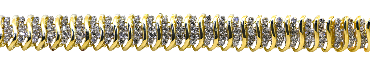 Gold bracelet with diamond accents on a white background