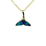 Reversible Whale Tail Pendant with Black Onyx and Lab Opal