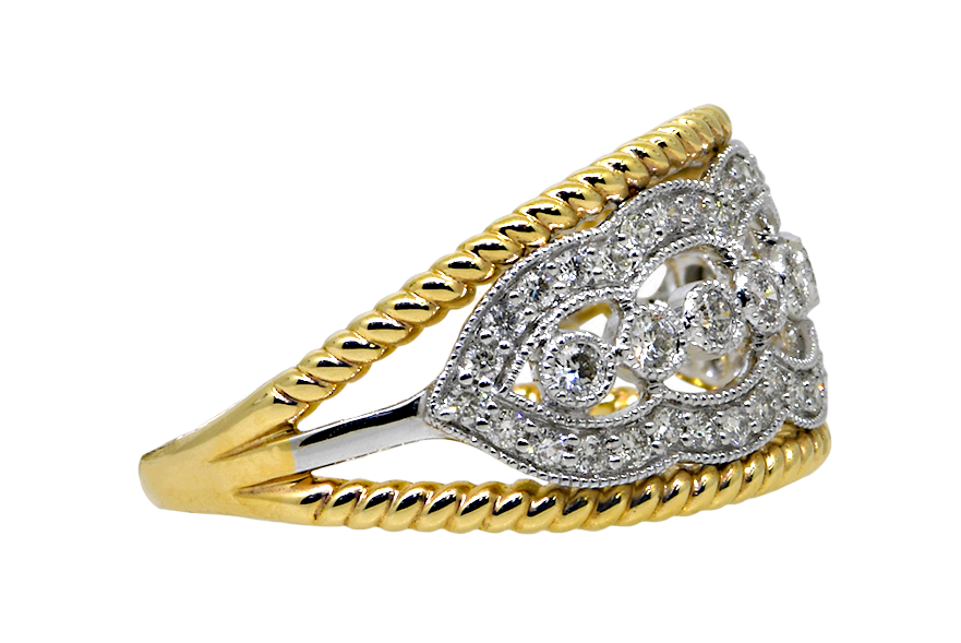 14KYW Fancy Diamond Band
