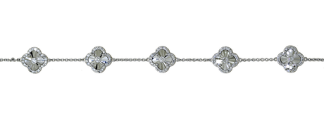 14KW Diamond Clover Station Bracelet