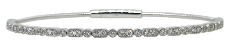 Silver bracelet with small stones on a white background