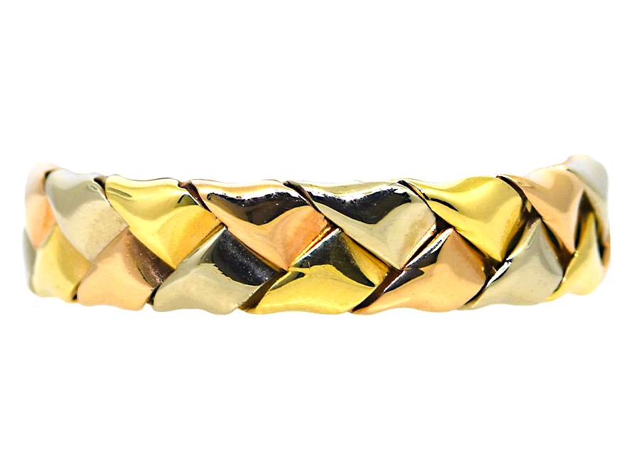14K TRI- Gold Fancy Woven Band