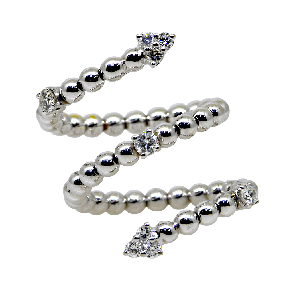 18KW Triple Twist Diamond Snake Ring