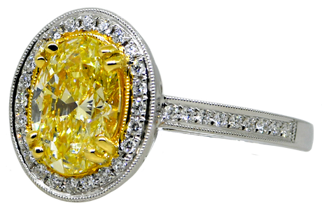 18KWY Fancy Yellow and White Diamond Ring