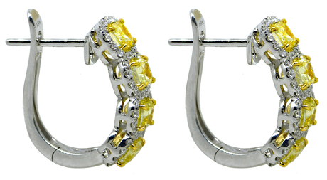 14KWY Fancy Yellow and White Diamond Earrings