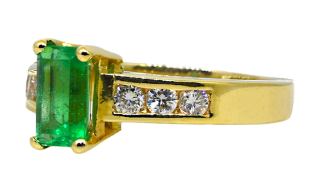 14KY Emerald & Diamond Ring