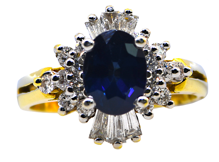 18KY Sapphire and Diamond Ring