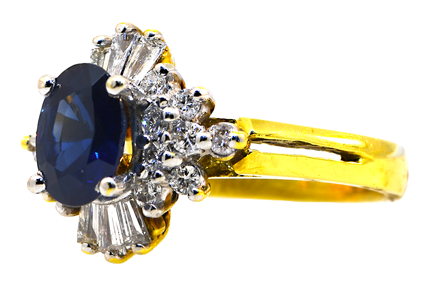 18KY Sapphire and Diamond Ring