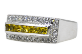 18K White Gold Ring with Yellow Sapphires and Diamonds