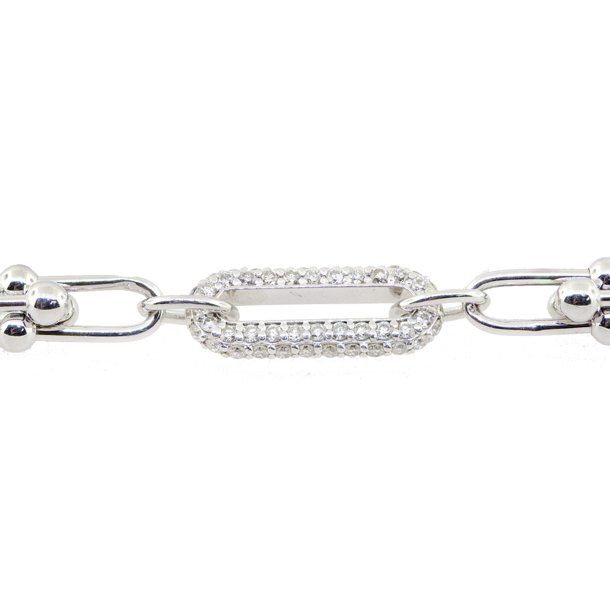 14KW 6.00 gm. Fancy Link Bracelet w/ 1 Pave Diamond Link