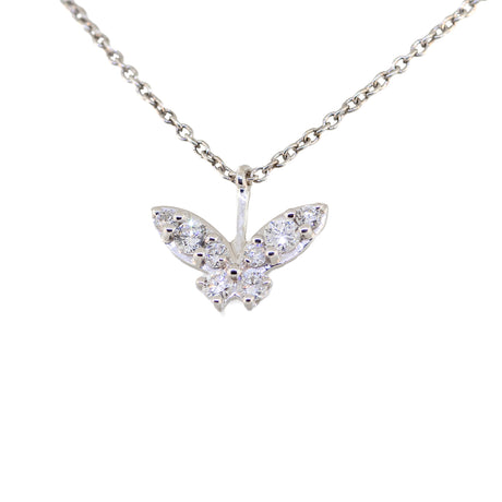 14kt White Gold Necklace with 5 Diamond Butterflies