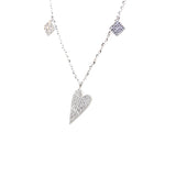 14kt White Gold Heart Necklace with Diamonds