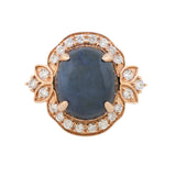 14kt Rose Gold Oval Cabochon Star Sapphire Diamonds Ring