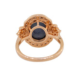 14kt Rose Gold Oval Cabochon Star Sapphire Diamonds Ring