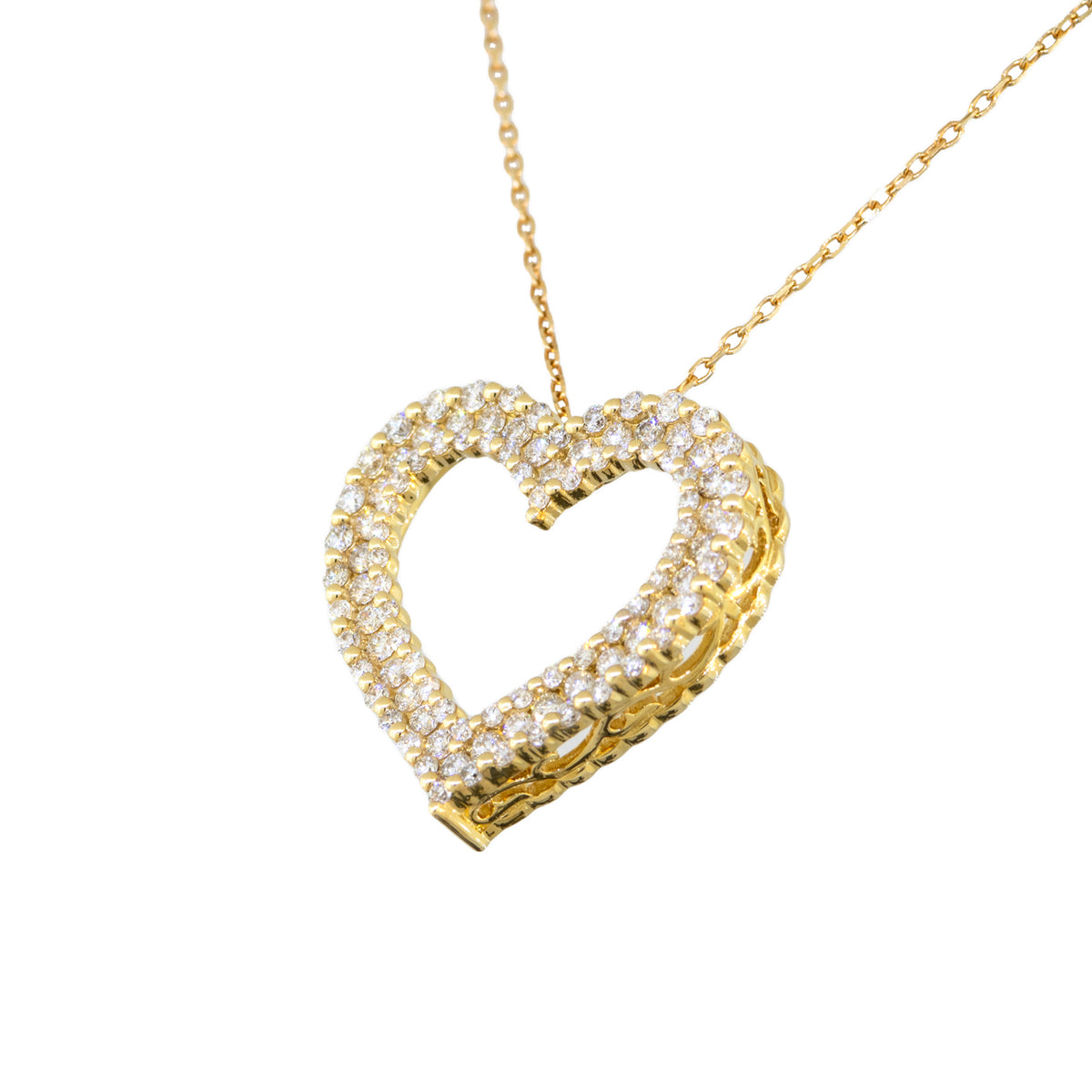 14kt Yellow Gold Open Heart Diamond Pendant