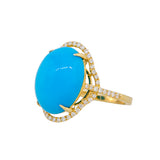 14kt Yellow Gold Oval Turquoise & Diamonds ring