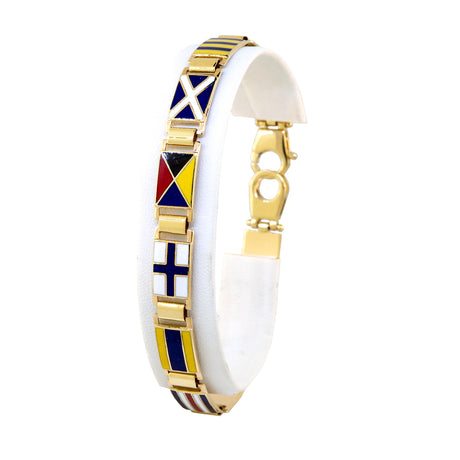 14kt Yellow Gold Mens Enamel Maritime