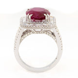 18KT White Gold Ruby & Diamond Octagonal Halo Ring