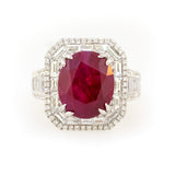 18KT White Gold Ruby & Diamond Octagonal Halo Ring