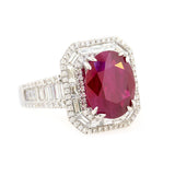 18KT White Gold Ruby & Diamond Octagonal Halo Ring