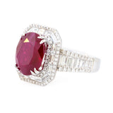 18KT White Gold Ruby & Diamond Octagonal Halo Ring