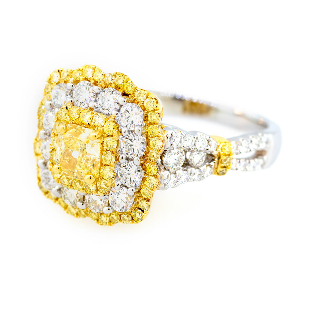 18KT Yellow and White Gold Fancy Yellow Diamond Ring