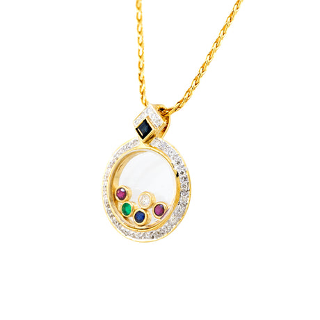18kt Yellow Gold Floating Gemstone Pendant